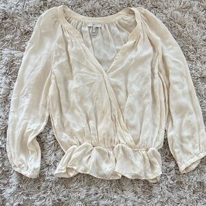 Joie Cream 100% Silk Peplum Blouse